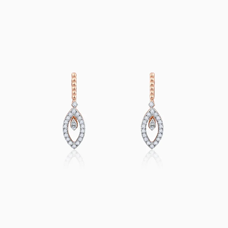 Oval Hoop Earrings-Rose Gold Gleam Diamond Earrings