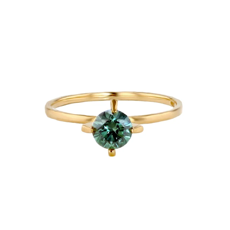 Wedding Ring with Yellow Diamonds-ReMind Solitaire 18K Gold Ring w. Green Lab-Grown Diamond