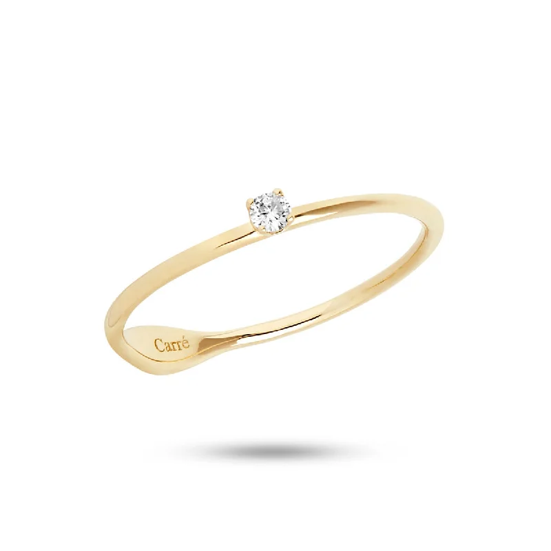 Rose Gold Promise Ring-Rainbow 10K Gold Ring w. Diamond