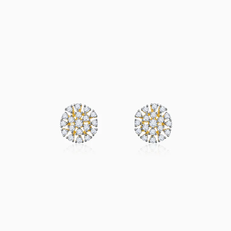 Trendy Drop Earrings-Gold Floral Flicker Diamond Earrings