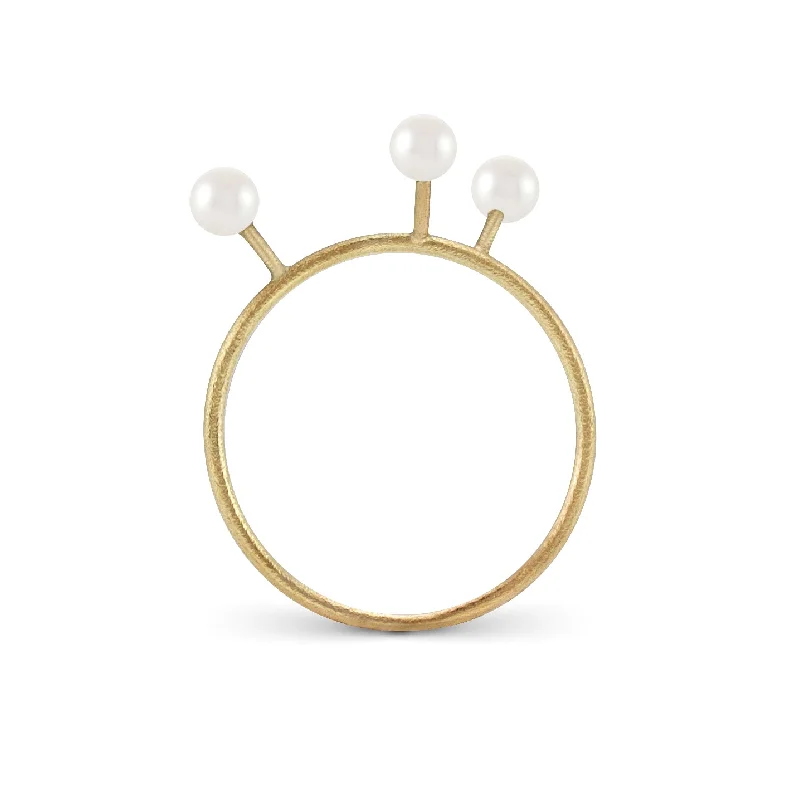 Platinum Wedding Ring-TENTACLE 3 14K Gold Ring w. Pearl