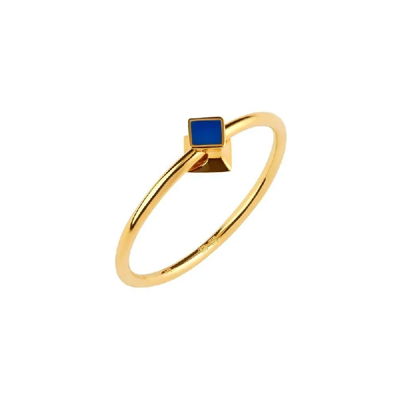 Unique Gemstone Ring-Orbit Infinity Cube Gold Plated Ring