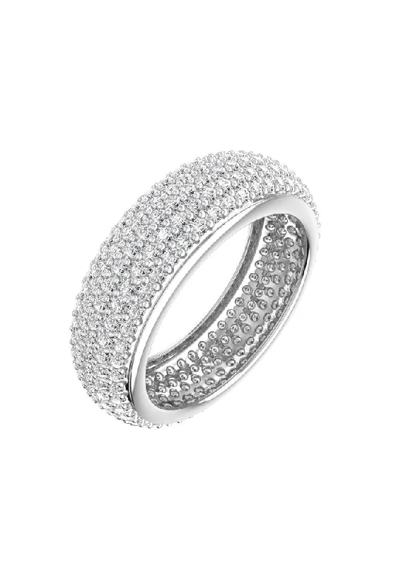 Bold Statement Ring-Grand Pave 18K Whitegold Ring w. Lab-Grown Diamond