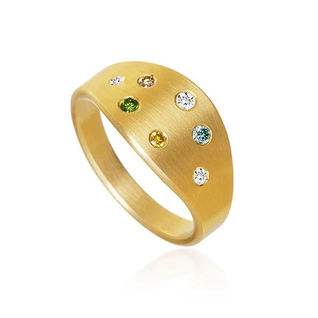 Women’s Gemstone Ring-Luna 18K Gold Ring w. Diamonds