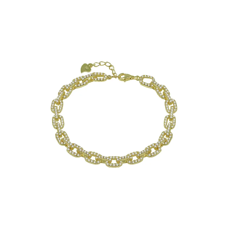 Boho Gold Bracelet-THE ICED OUT CABLE LINK BRACELET