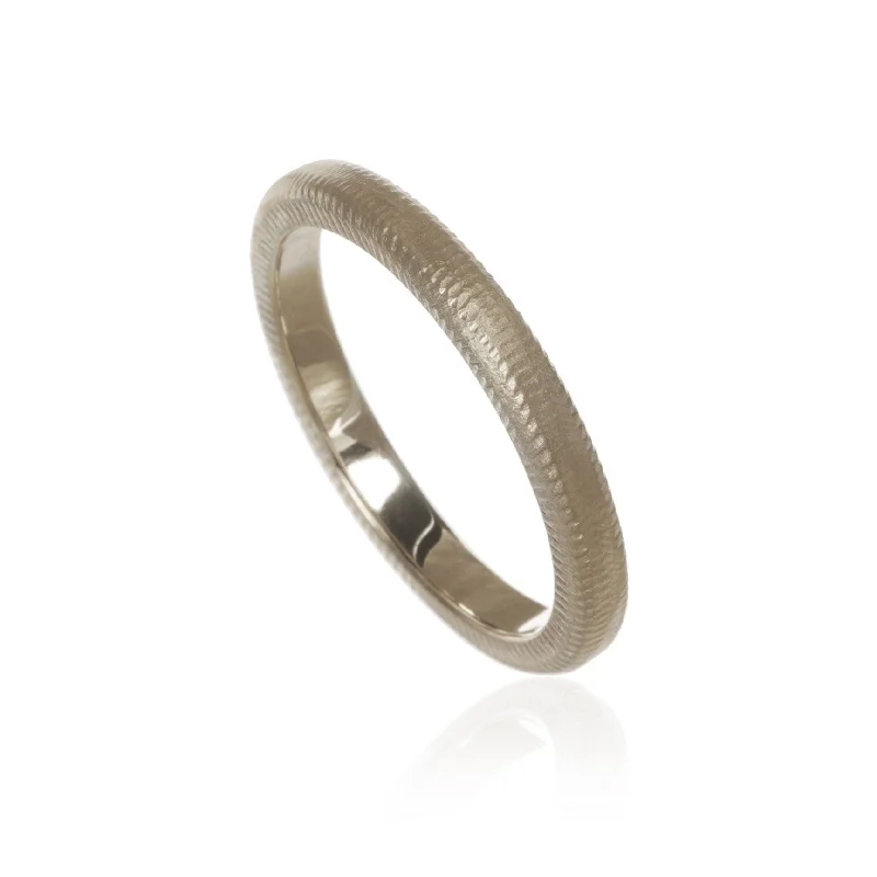 Gold Wedding Band for Men-Curve 2.5 mm 18K Whitegold Ring