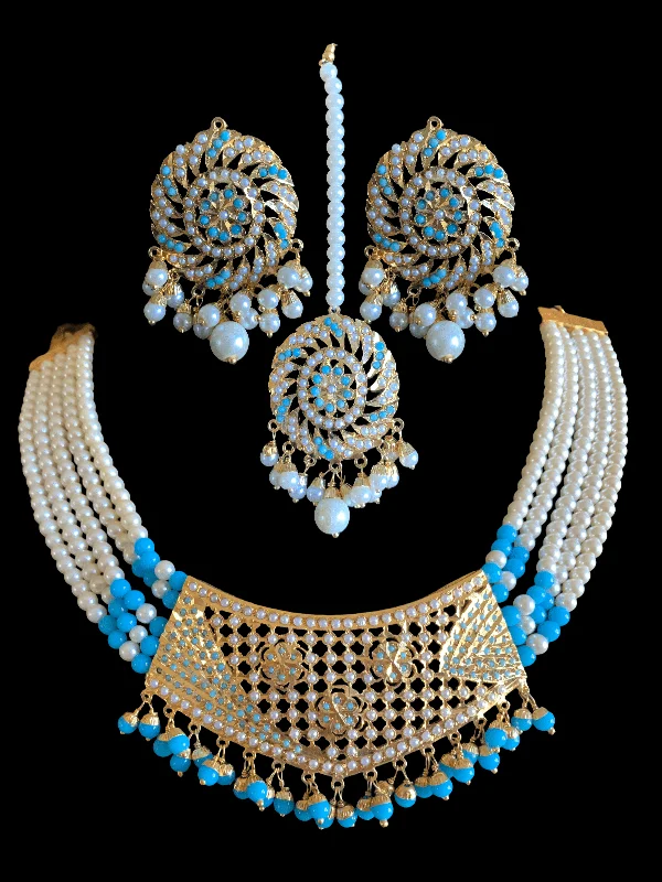 Unique Chain Necklace for Women-NS320 Sehar  punjabi Jadau necklace with earrings tika  (READY TO SHIP)