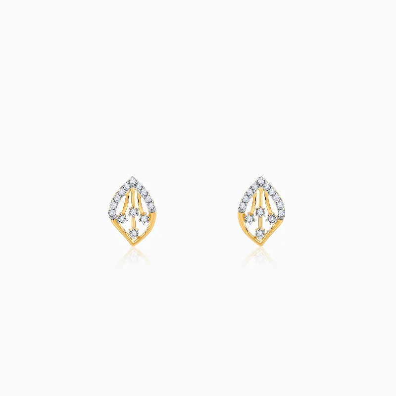 Simple Drop Earrings-Gold Feuille Diamond Earrings