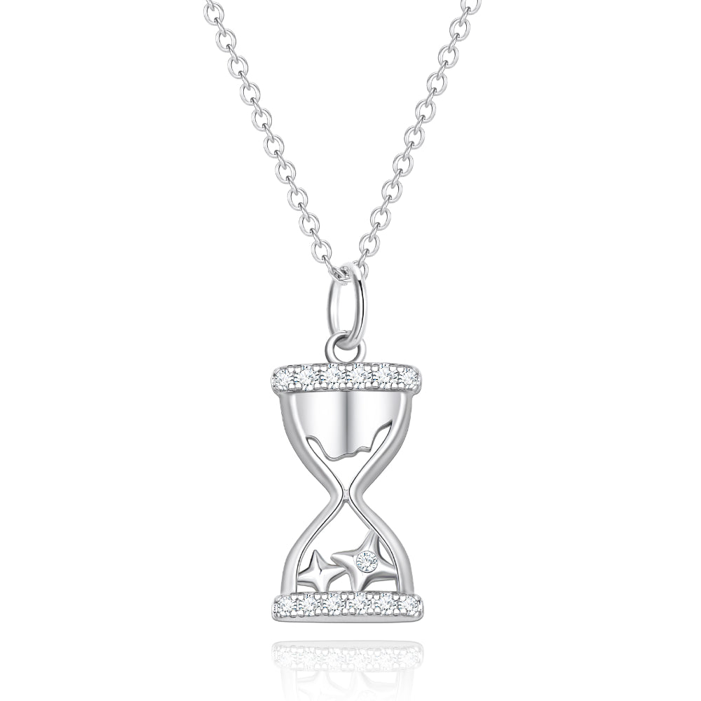 Women’s Gold Necklace-White Gold Hourglass Necklace