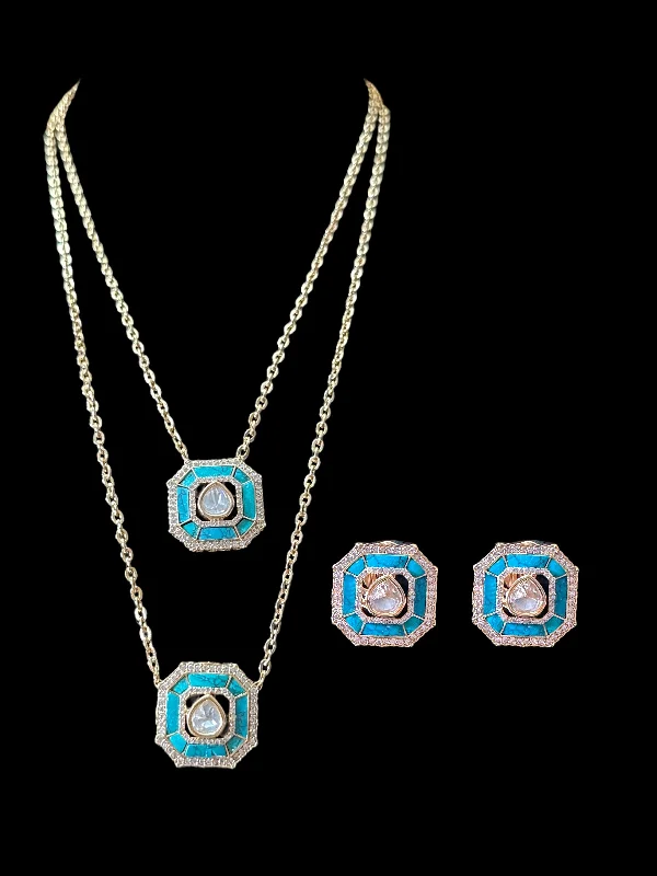 Large Bead Necklace-PS530 Eliza rose gold plated necklace and earrings ( READY TO SHIP )