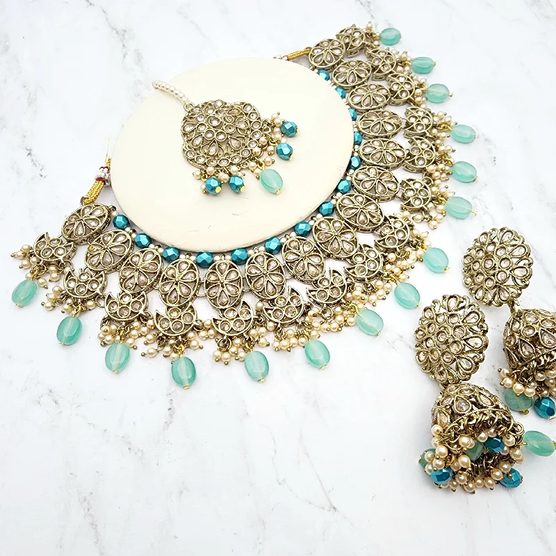 Statement Beaded Necklace-Parvinder Necklace Set