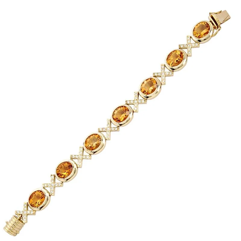 Rose Gold Bracelet for Women-Bracelet-Citrine and Diamond  (1254C)