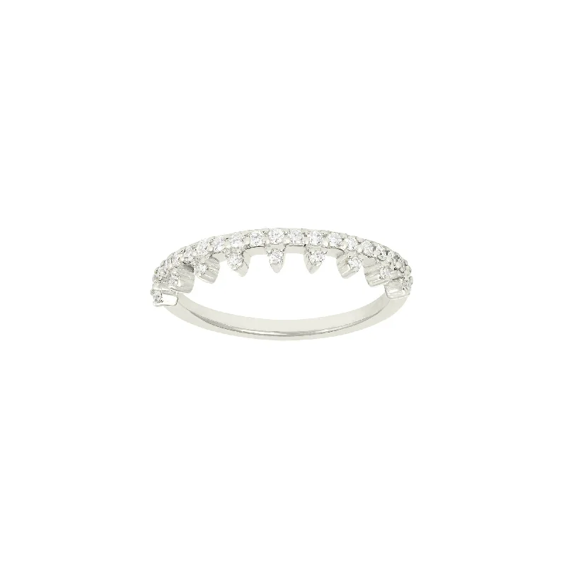 Simple Silver Ring for Women-Her Majesty's 18K White Gold Ring w. Diamonds