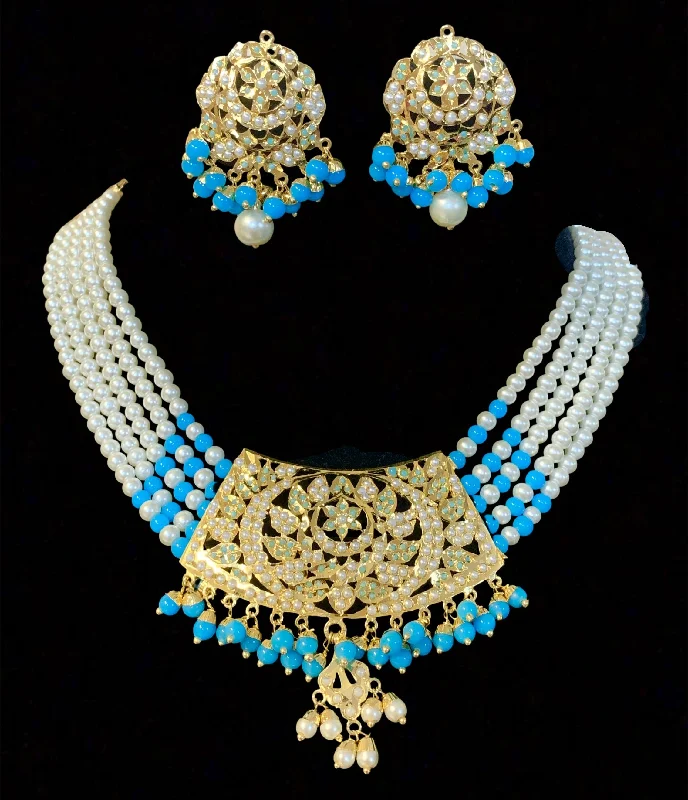 Custom Letter Necklace-NS181 Ava jadau necklace set in turquoise / feroza  (READY TO SHIP)