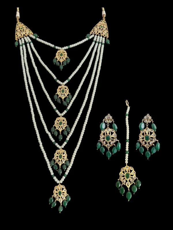 Women’s Fashion Necklace-Soha Hyderabadi five layer necklace / satlada in Green( READY TO SHIP )