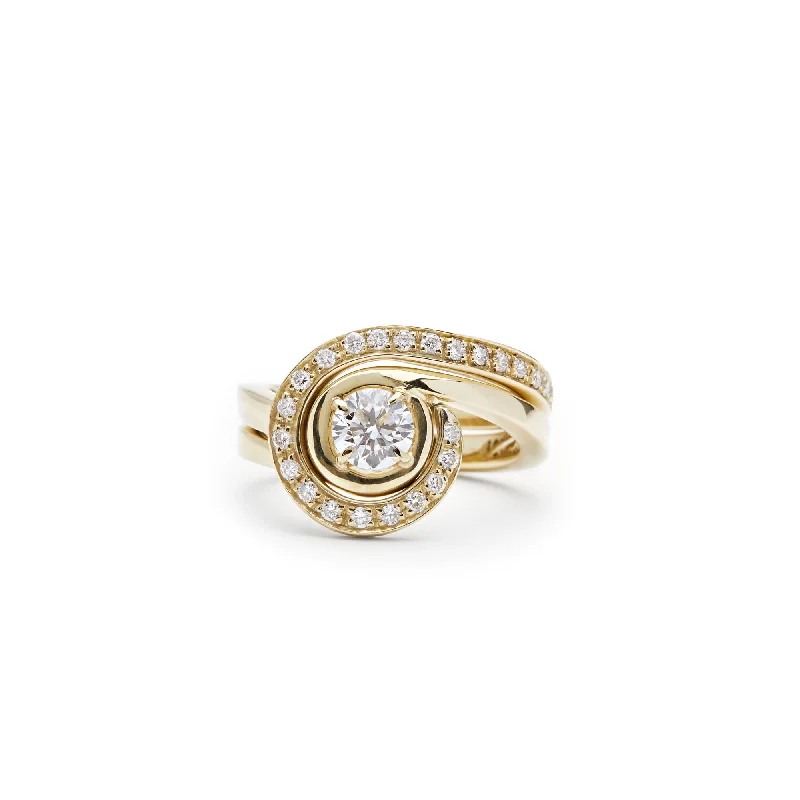 Adjustable Silver Ring-Resiliance 18K Rosegold, Whitegold or Gold Ring w. Lab-Grown Diamonds