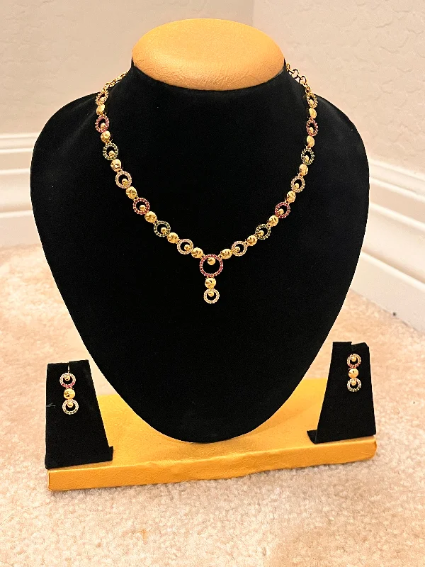 Opal Necklace for Women-Gorgeous Gold Plated And Multi Color Stoned Jewelry Set For Women