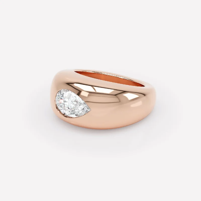 Women’s Ring with Gemstones-Curve 18K Rosegold Ring w. Diamond