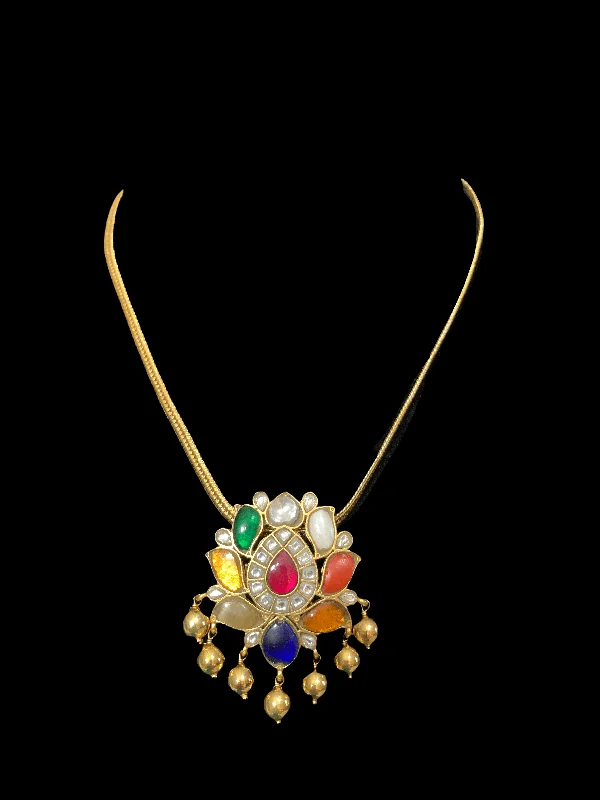 Birthstone Pendant Necklace-NS33 Navratan necklace ( READY TO SHIP)