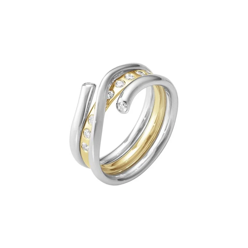 Customizable Engagement Ring-Magic Combination 18K White Gold & Gold Ring w. Diamonds