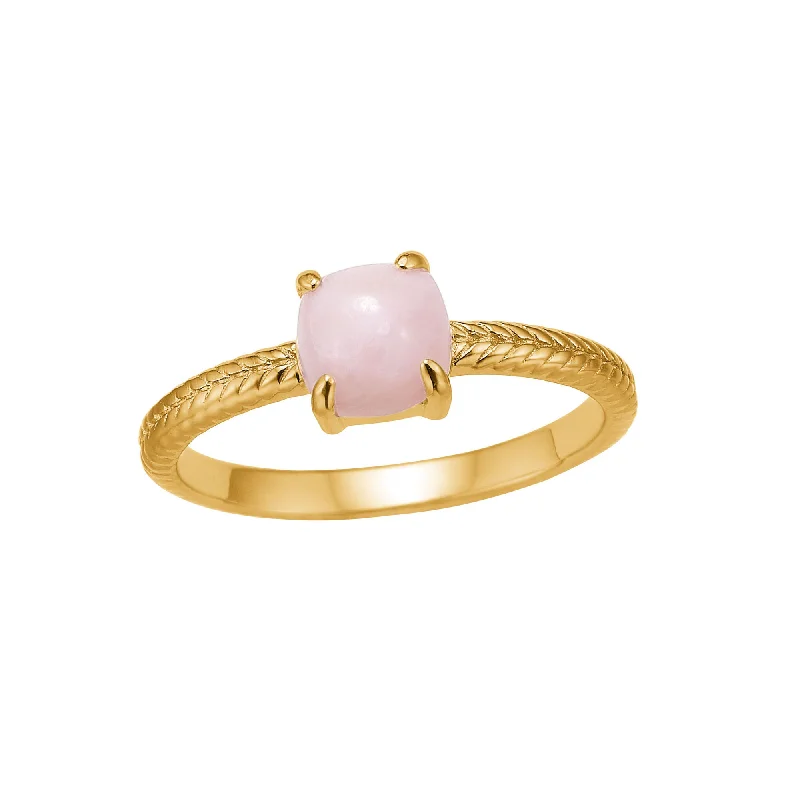 Chunky Silver Ring-Reef 18K Gold Plated Ring w. Pink/Rose Opal