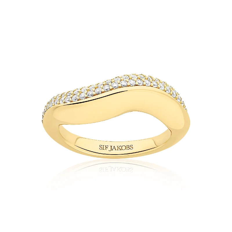 Women’s Gemstone Ring-Glorenza Gold Plated Ring w. Zirconia