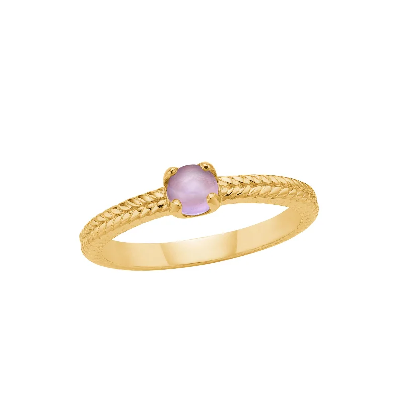 Diamond Halo Engagement Ring-Olalla 18K Gold Plated Ring w. 1 Amethyst