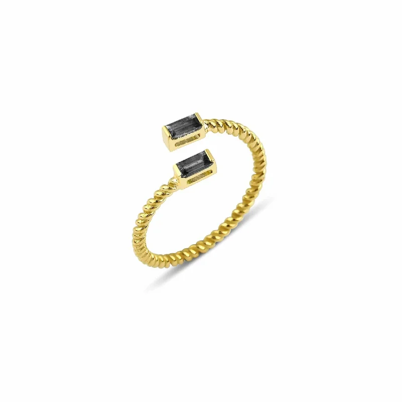 Classic Gold Wedding Ring-Lara Double Twist 18K Gold Ring w. Diamonds