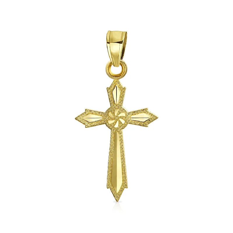 Heart Pendant Necklace for Women-Unisex 14K Gold Christian Cross Pendant Necklace Knife Edge No Chain