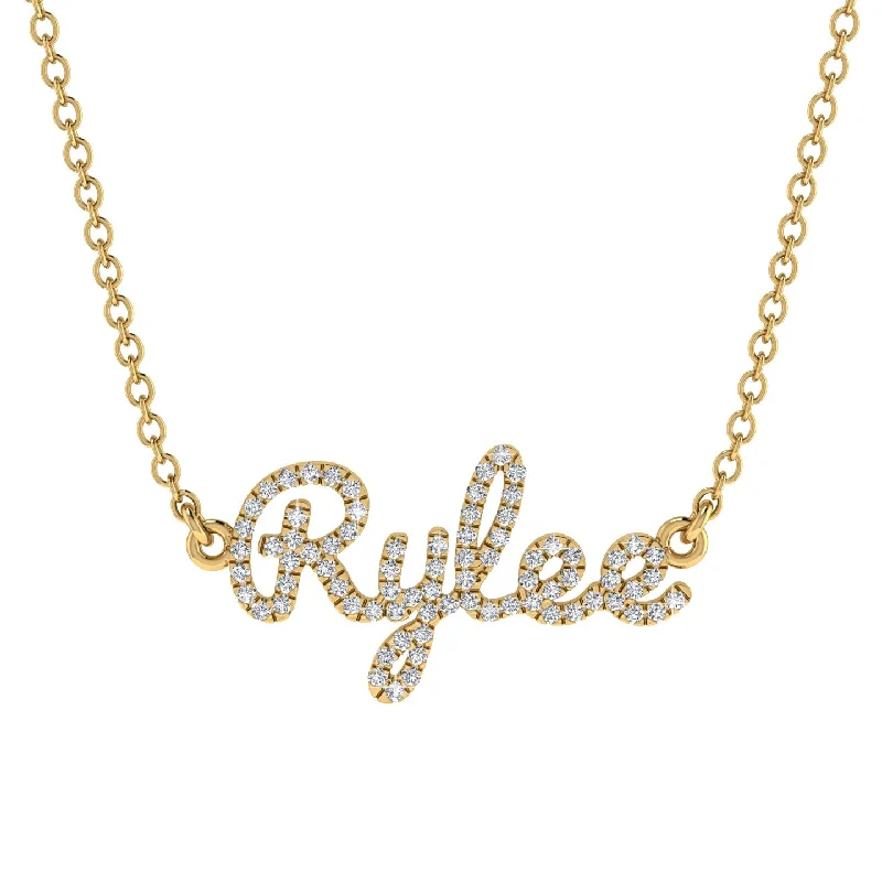 Red Stone Necklace-Diamond Gold Name Necklace - Rylee