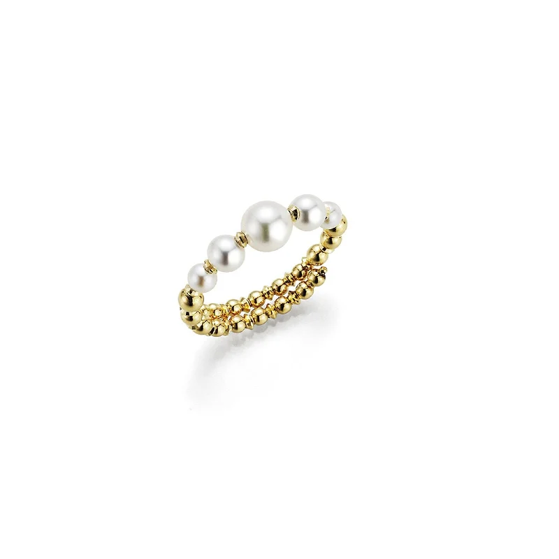 Custom Gemstone Ring-Wrap 18K Gold Ring w. Akoya Pearls