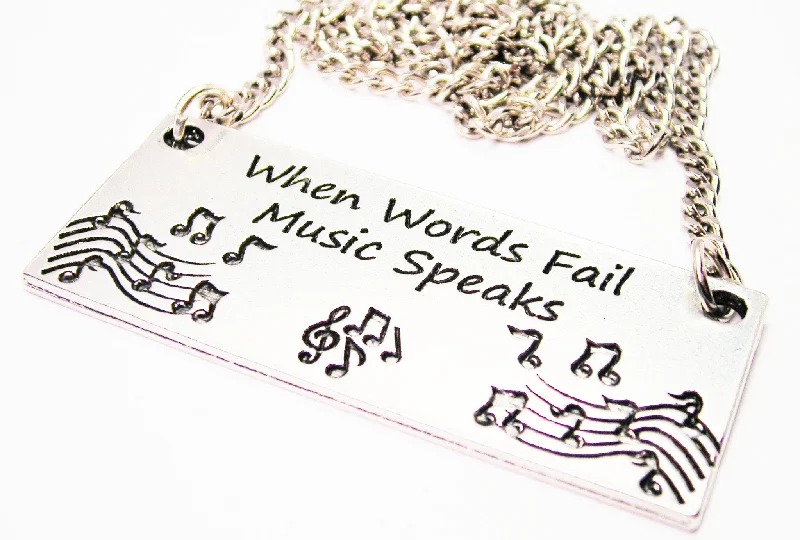 Long Chain Necklace-When Words Fail Music Speaks Statement Platform Necklace