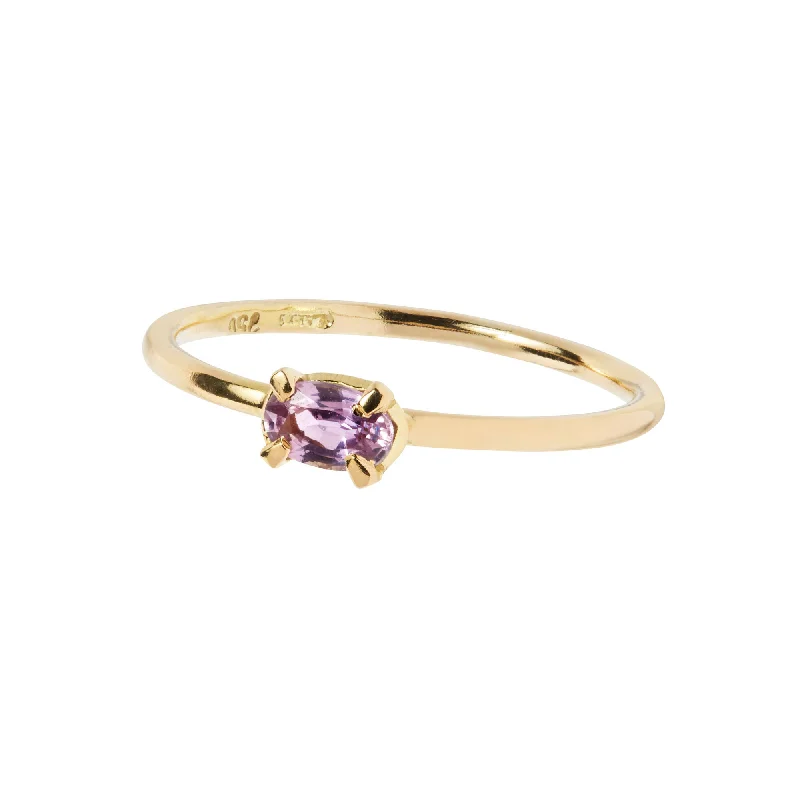 Luxury Diamond Engagement Ring-Oval Pink 18K Gold Ring w. Sapphire