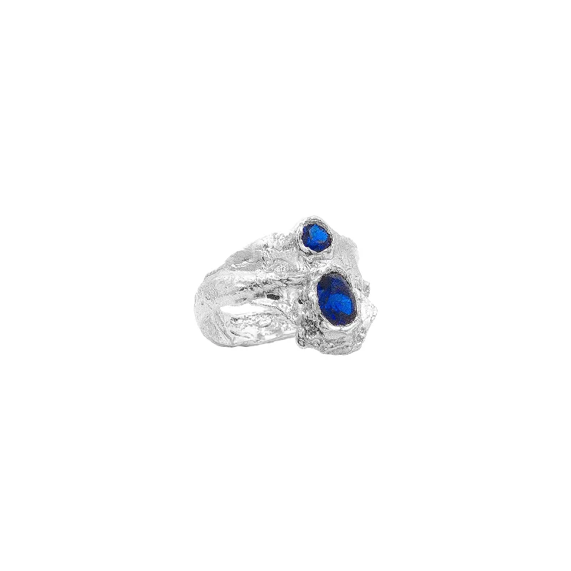 Unique Men’s Wedding Ring-The Amfitriti Silver Ring w. Lab-Grown Sapphire