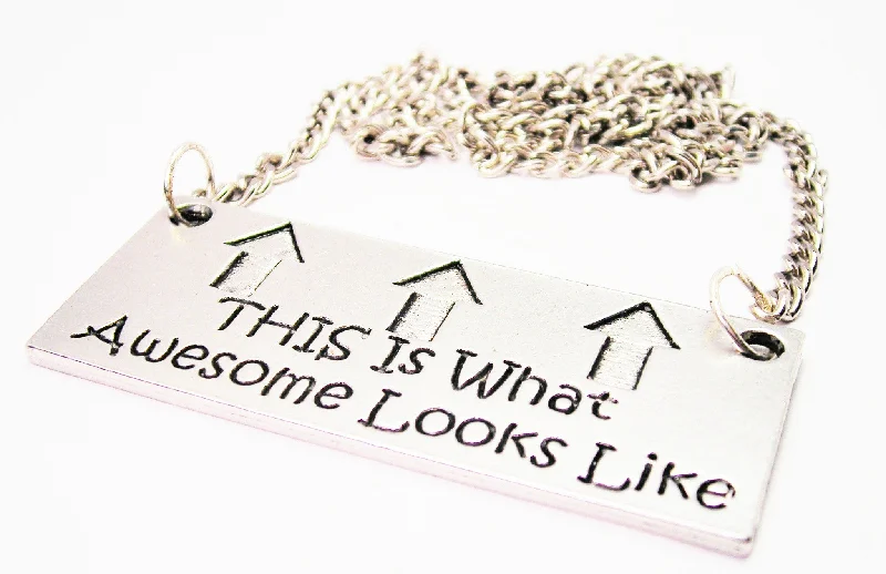 Personalized Silver Necklace-This Is What Awesome Looks Like Statement Platform Necklace