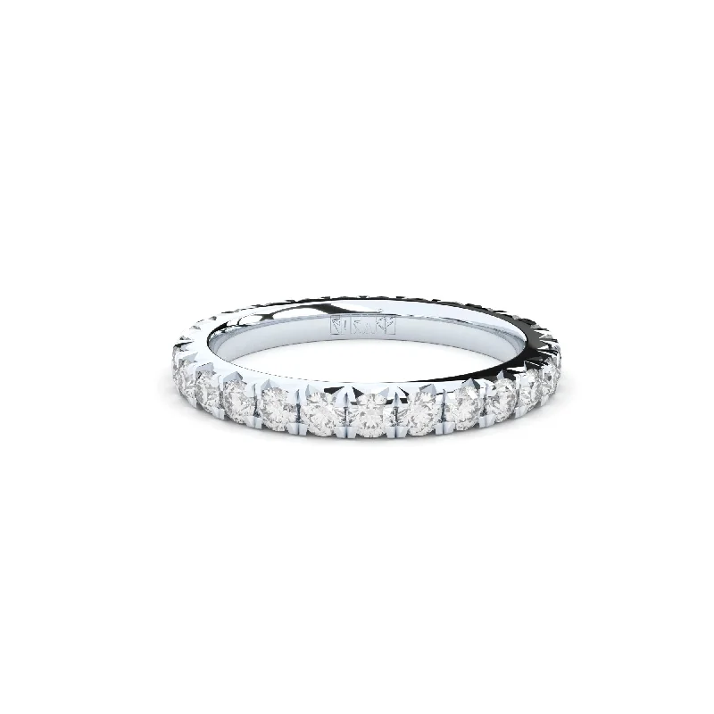 Bold Silver Band Ring-Grace 22mm Eternity 14K Whitegold Ring w. Lab-Grown Diamonds