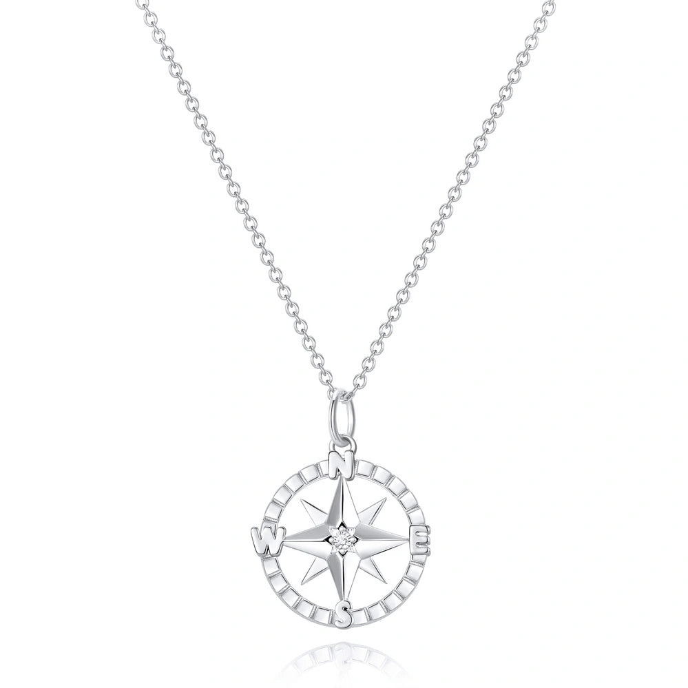 Chunky Gold Necklace-Graduation Season Silver Compass Necklace