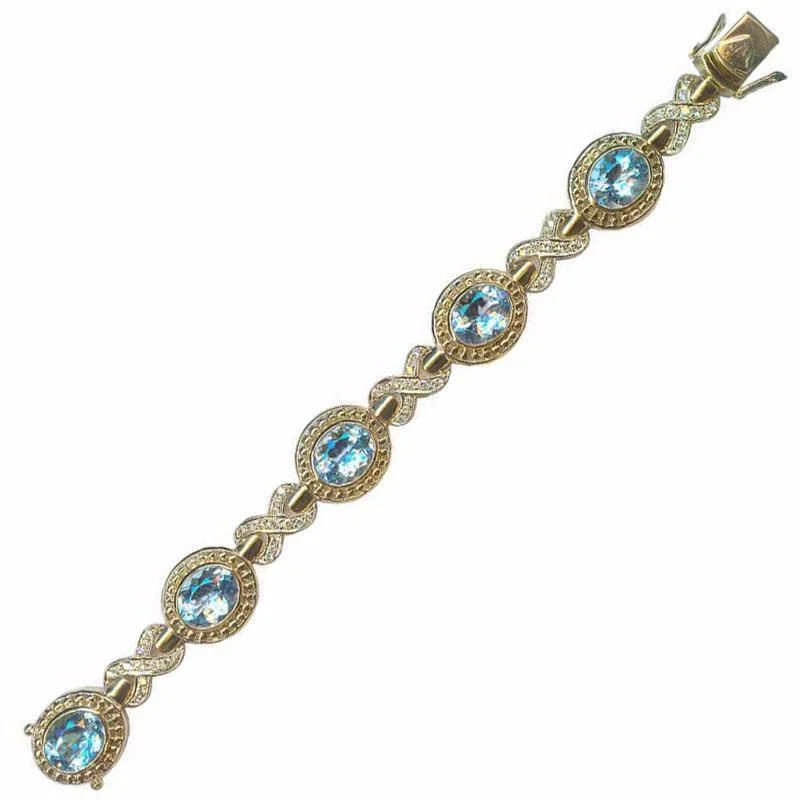 Personalized Friendship Bracelet-Bracelet-Blue Topaz and Diamond  (1455G)