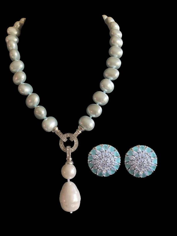 Vintage Silver Necklace-NS270 Pearl necklace set ( READY TO SHIP )