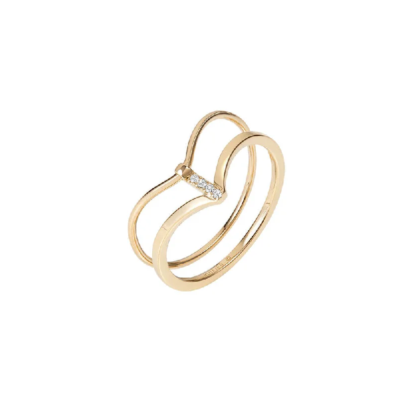 Minimalist Engagement Ring-ICON FINE 18K Gold Ring w. Diamond