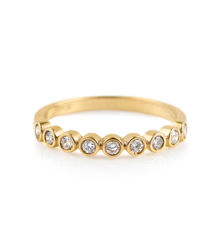 Promise Ring for Couple-Bezel 18K Gold Ring w. Diamonds