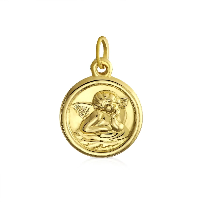 Statement Beaded Necklace-14K Gold Guardian Angel Cherub Pendant Necklace - No Chain Included