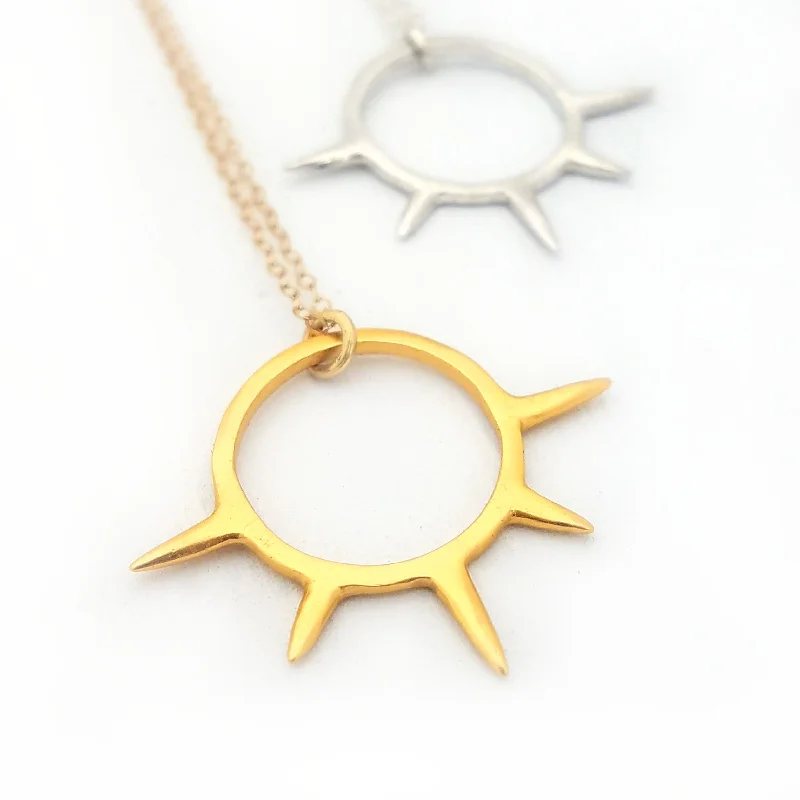 Personalized Family Necklace-Sunburst Pendant Necklace in 14k Gold Vermeil