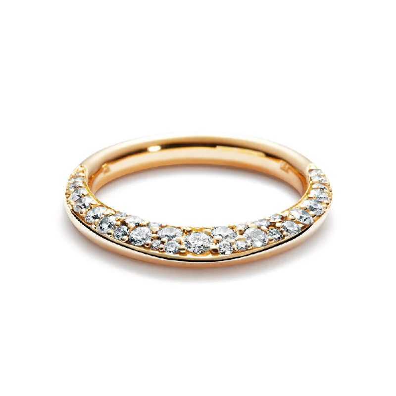 Modern Diamond Ring-Single Pave 18K Gold Ring w. Diamonds