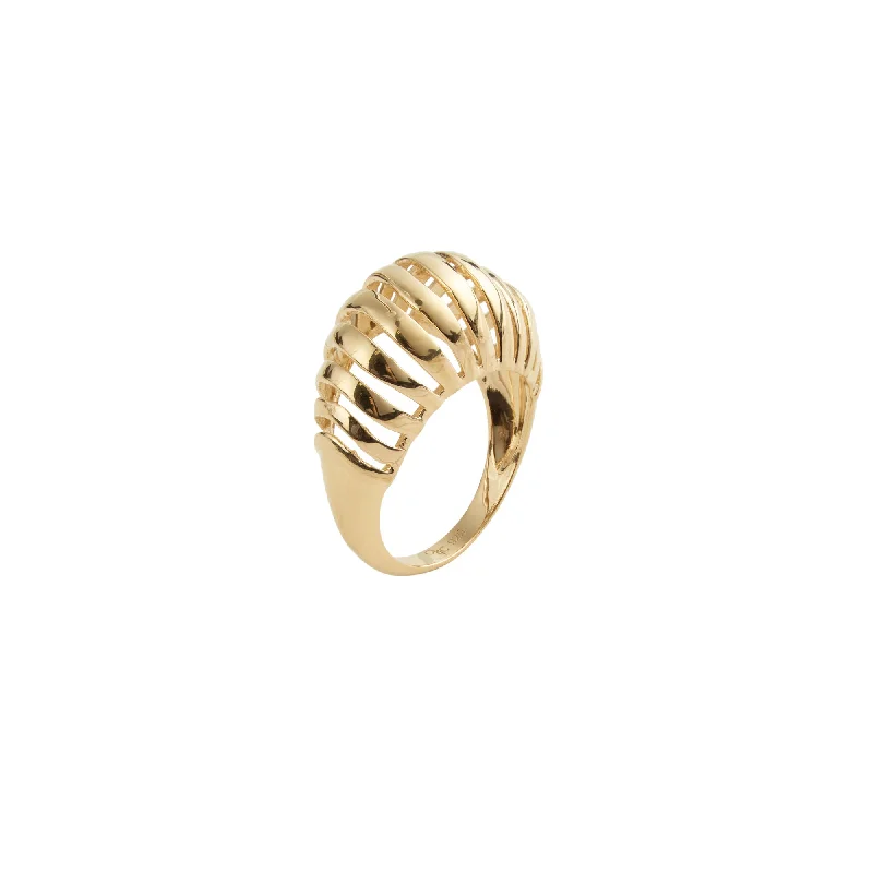 Personalized Men’s Ring-Mini Ribbed VOID Gold Vermeil Ring