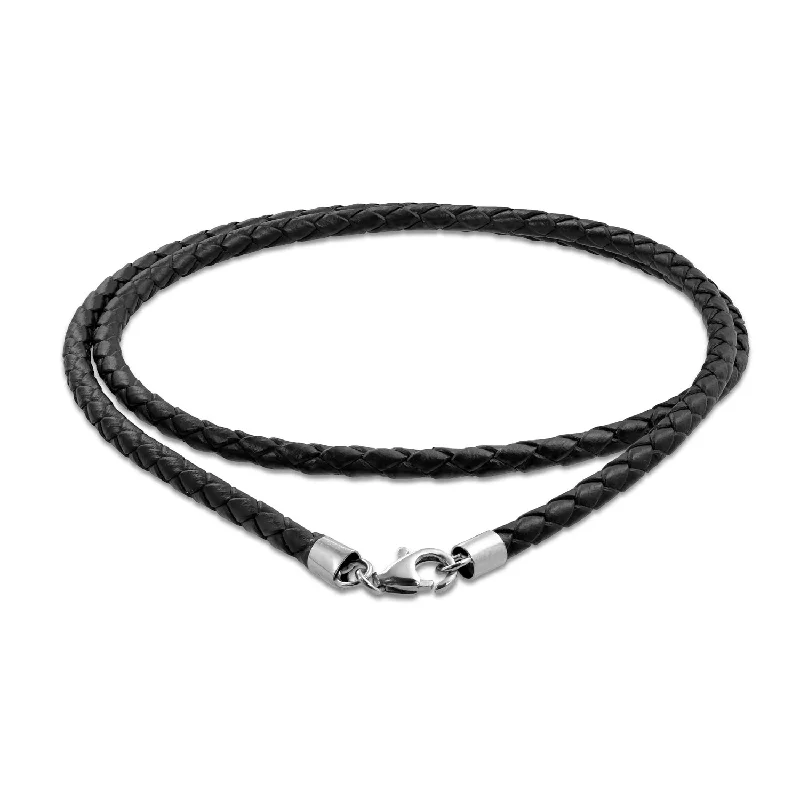 Beaded Necklace for Women-Unisex Genuine Leather Braided Cord Necklace for Teens and Men Various Lengths