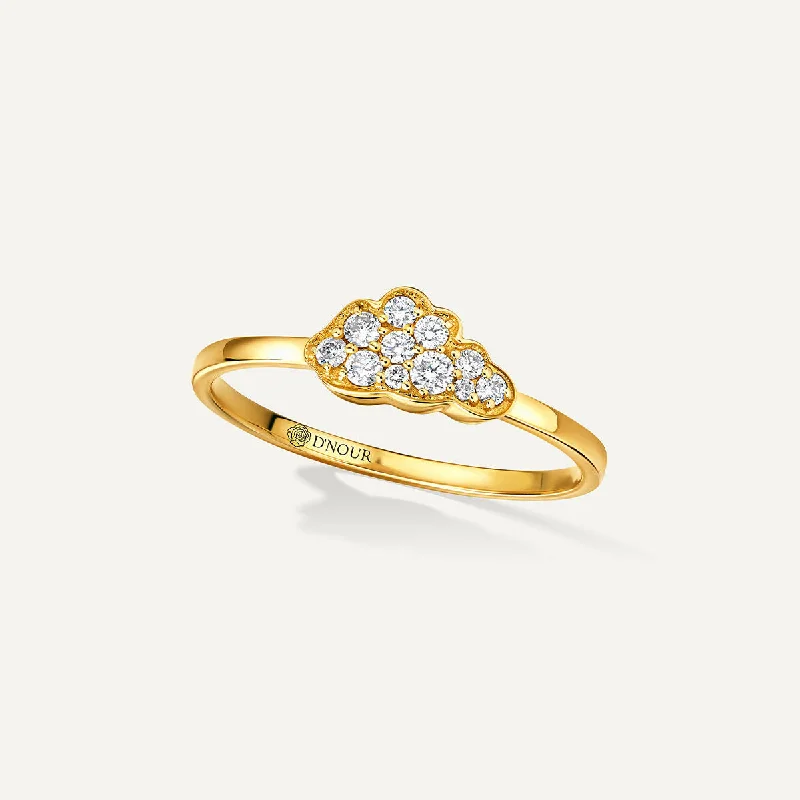 Oval Cut Diamond Ring-Allusia Love Mini 18K Gold Ring w. Diamonds