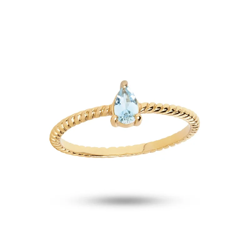 Silver Wedding Band with Diamonds-Gem Candy twisted Oval Blue 18K Gold Plated Ring w. Topaz