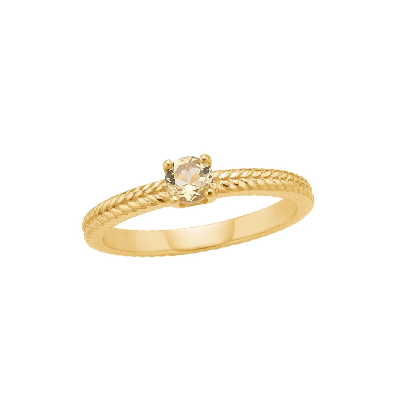 Luxury Wedding Ring-Olalla 18K Gold Plated Ring w. Quartz