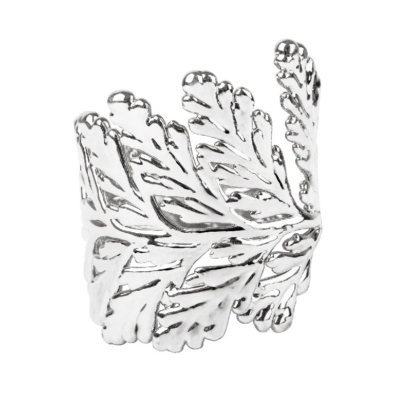 Bold Silver Band Ring-ELVA White Gold Plated Ring